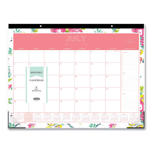 Blue Sky® Day Designer Peyton Academic Desk Pad, Floral Artwork, 22 X 17, Black Binding, Clear Corners, 12-month (july-june): 2021-2022 freeshipping - TVN Wholesale