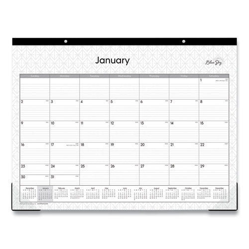 Blue Sky® Enterprise Desk Pad, Geometric Artwork, 22 X 17, White-gray Sheets, Black Binding, Clear Corners, 12-month (jan-dec): 2022 freeshipping - TVN Wholesale