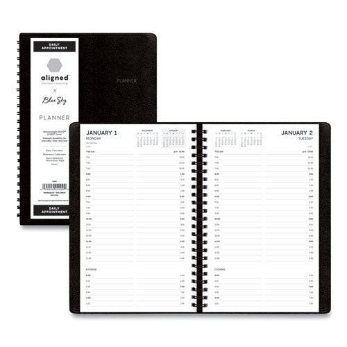 Blue Sky® Aligned Daily Appointment Planner, 8 X 5, Black Cover, 12-month (jan To Dec): 2022 freeshipping - TVN Wholesale