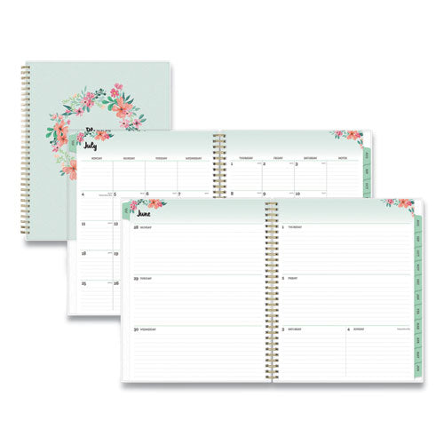 Blue Sky® Laurel Academic Year Weekly-monthly Planner, Floral Artwork, 11 X 8.5, Green-pink Cover, 12-month (july-june): 2021-2022 freeshipping - TVN Wholesale