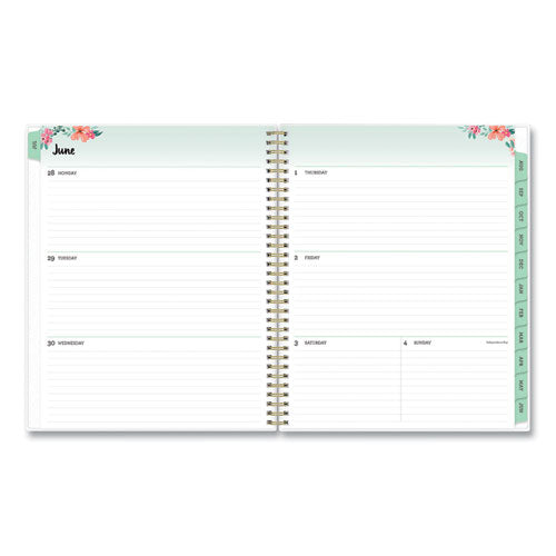 Blue Sky® Laurel Academic Year Weekly-monthly Planner, Floral Artwork, 11 X 8.5, Green-pink Cover, 12-month (july-june): 2021-2022 freeshipping - TVN Wholesale