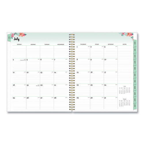 Blue Sky® Laurel Academic Year Weekly-monthly Planner, Floral Artwork, 11 X 8.5, Green-pink Cover, 12-month (july-june): 2021-2022 freeshipping - TVN Wholesale