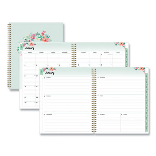 Blue Sky® Laurel Weekly-monthly Planner, Laurel Floral Artwork, 11 X 8.5, Green-pink-orange Cover, 12-month (jan To Dec): 2022 freeshipping - TVN Wholesale