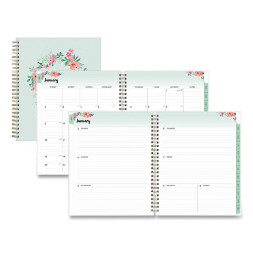 Blue Sky® Laurel Weekly-monthly Planner, Laurel Floral Artwork, 9 X 7, Green-pink-orange Cover, 12-month (jan To Dec): 2022 freeshipping - TVN Wholesale
