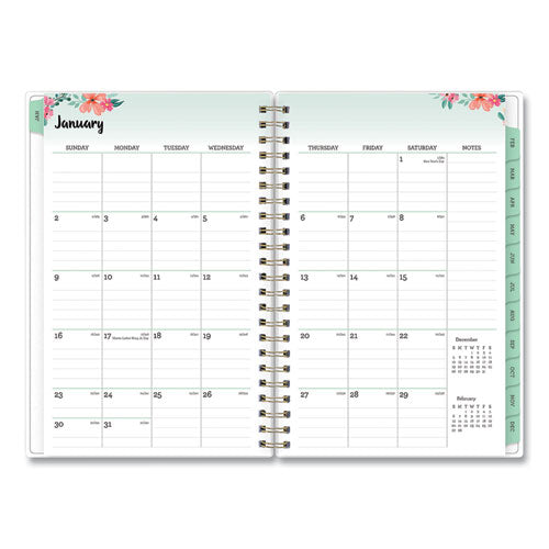 Blue Sky® Laurel Weekly-monthly Planner, Laurel Floral Artwork, 8 X 5, Green-pink-orange Cover, 12-month (jan To Dec): 2022 freeshipping - TVN Wholesale
