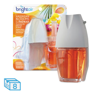BRIGHT Air® Electric Scented Oil Air Freshener Warmer And Refill Combo, Hawaiian Blossoms-papaya, 0.67 Oz, 8-carton freeshipping - TVN Wholesale