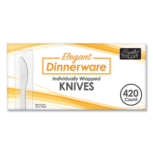 Berkley Square Elegant Dinnerware Heavyweight Cutlery, Individually Wrapped, Knife, White, 420-box freeshipping - TVN Wholesale