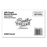 Berkley Square Elegant Dinnerware Heavyweight Cutlery, Individually Wrapped, Knife, White, 420-box freeshipping - TVN Wholesale