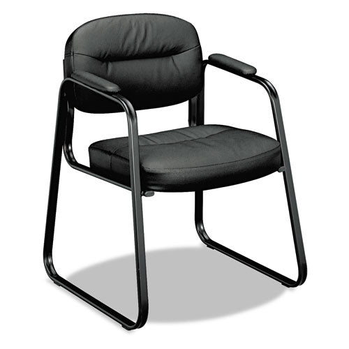 HON® Hvl653 Leather Guest Chair, 22.25" X 23" X 32", Black freeshipping - TVN Wholesale