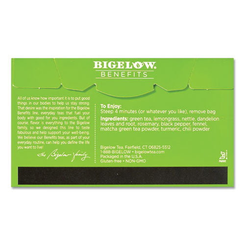 Bigelow® Benefits Turmeric Chili Matcha Green Tea, 0.6 Oz Tea Bag, 18-box freeshipping - TVN Wholesale