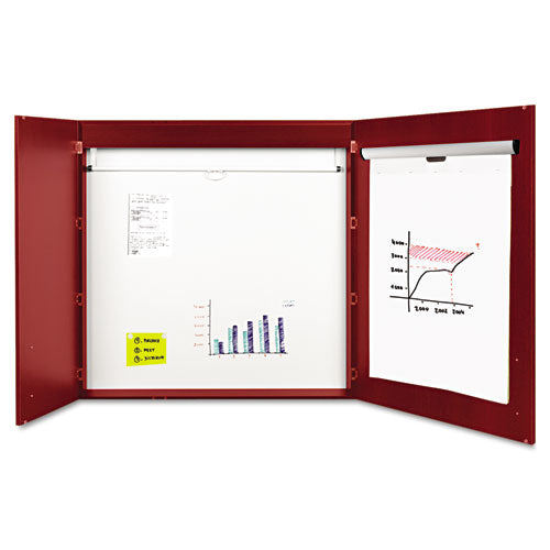MasterVision® Conference Cabinet, Porcelain Magnetic, Dry Erase, 48 X 48, Ebony freeshipping - TVN Wholesale