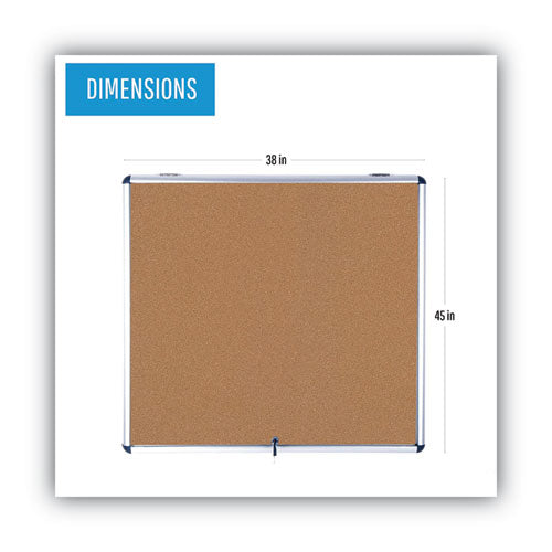 MasterVision® Slim-line Enclosed Cork Bulletin Board, 47 X 38, Aluminum Case freeshipping - TVN Wholesale