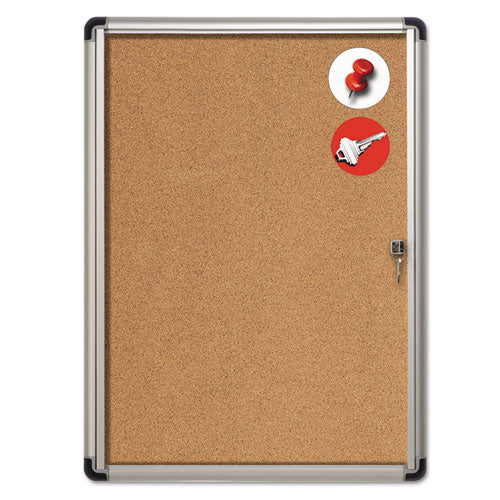 MasterVision® Slim-line Enclosed Cork Bulletin Board, 28 X 38, Aluminum Case freeshipping - TVN Wholesale