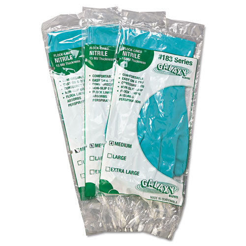 Boardwalk® Flock-lined Nitrile Gloves, Medium, Green, Dozen freeshipping - TVN Wholesale
