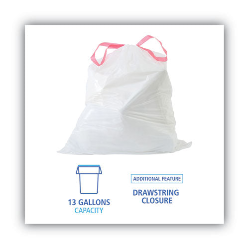 Boardwalk® Drawstring Kitchen Bags, 13 Gal, 0.8 Mil, White, 50 Bags-roll, 2 Rolls-carton freeshipping - TVN Wholesale