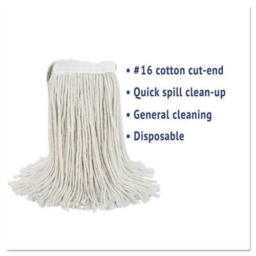 Boardwalk® Cut-end Wet Mop Head, Cotton, No. 16 Size, White freeshipping - TVN Wholesale