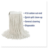 Boardwalk® Cut-end Wet Mop Head, Cotton, No. 16 Size, White freeshipping - TVN Wholesale