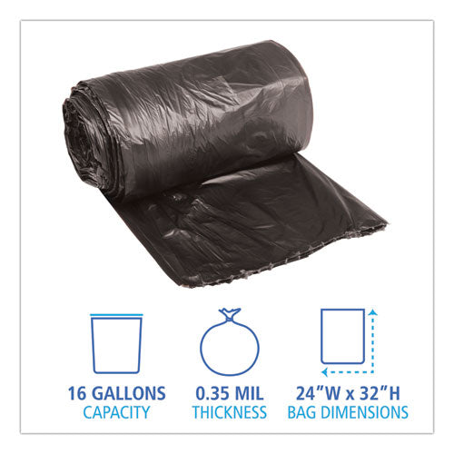 Boardwalk® Low-density Waste Can Liners, 16 Gal, 0.35 Mil, 24" X 32", Black, 500-carton freeshipping - TVN Wholesale