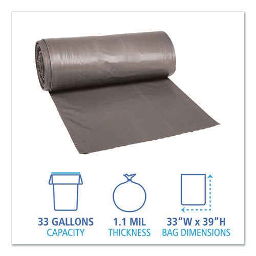 Boardwalk® Low-density Waste Can Liners, 33 Gal, 1.1 Mil, 33" X 39", Gray, 100-carton freeshipping - TVN Wholesale