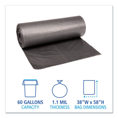 Boardwalk® Low-density Waste Can Liners, 60 Gal, 1.1 Mil, 38" X 58", Gray, 100-carton freeshipping - TVN Wholesale