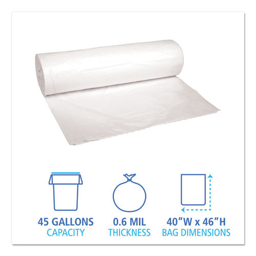 Boardwalk® Low-density Waste Can Liners, 45 Gal, 0.6 Mil, 40" X 46", White, 100-carton freeshipping - TVN Wholesale