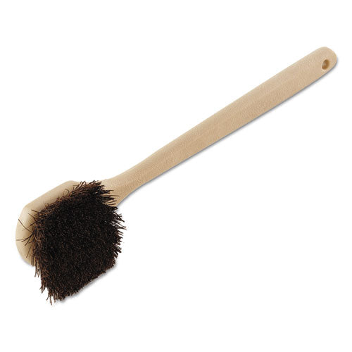 Boardwalk® Utility Brush, Brown Palmyra Fiber Bristles, 5.5" Brush, 14.5" Tan Plastic Handle freeshipping - TVN Wholesale