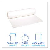 Boardwalk® Low-density Waste Can Liners, 56 Gal, 0.6 Mil, 43" X 47", White, 100-carton freeshipping - TVN Wholesale