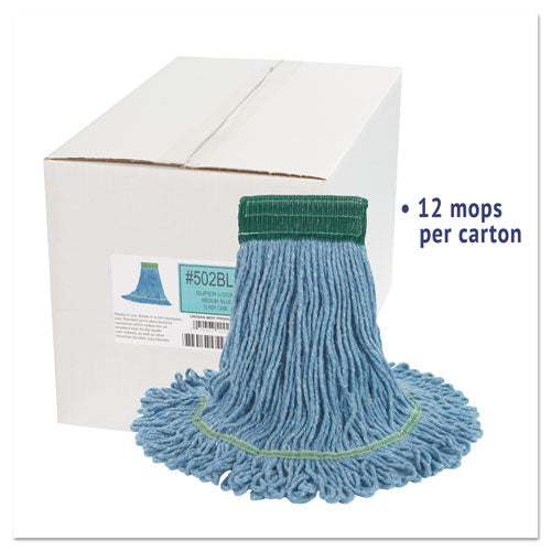 Boardwalk® Super Loop Wet Mop Head, Cotton-synthetic Fiber, 5" Headband, Medium Size, Blue, 12-carton freeshipping - TVN Wholesale