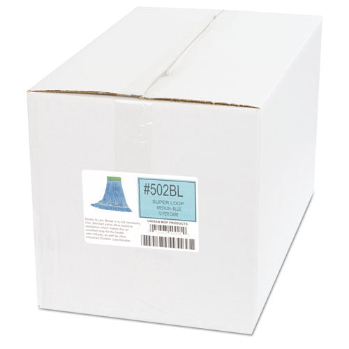 Boardwalk® Super Loop Wet Mop Head, Cotton-synthetic Fiber, 5" Headband, Medium Size, Blue, 12-carton freeshipping - TVN Wholesale