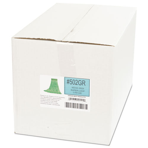 Boardwalk® Super Loop Wet Mop Head, Cotton-synthetic Fiber, 5" Headband, Medium Size, Green, 12-carton freeshipping - TVN Wholesale