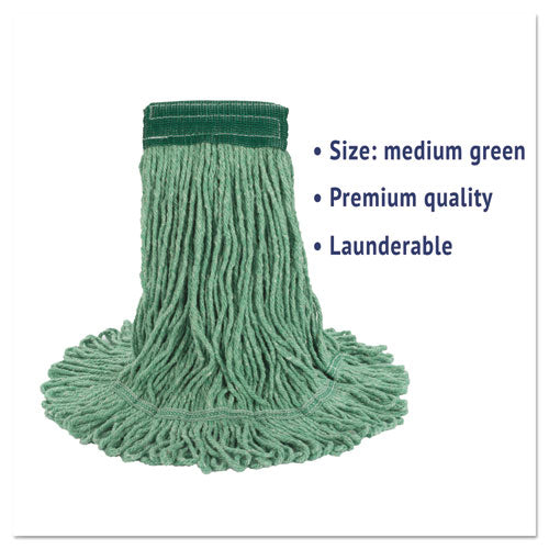 Boardwalk® Super Loop Wet Mop Head, Cotton-synthetic Fiber, 5" Headband, Medium Size, Green, 12-carton freeshipping - TVN Wholesale