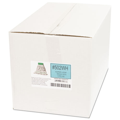 Boardwalk® Super Loop Wet Mop Head, Cotton-synthetic Fiber, 5" Headband, Medium Size, White, 12-carton freeshipping - TVN Wholesale