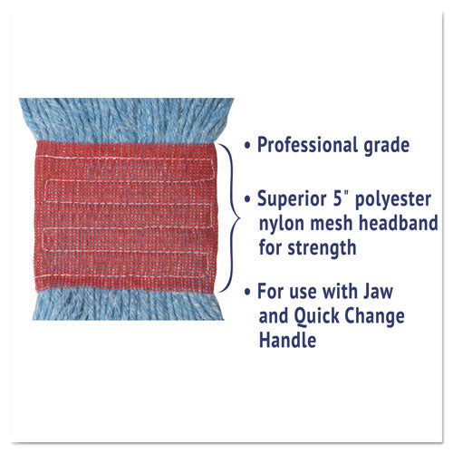 Boardwalk® Super Loop Wet Mop Head, Cotton-synthetic Fiber, 5" Headband, Large Size, Blue freeshipping - TVN Wholesale