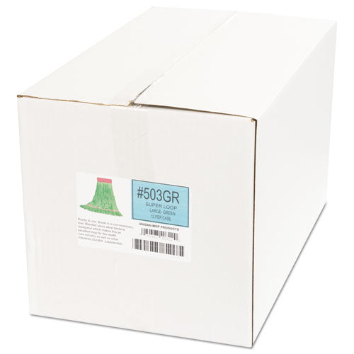 Boardwalk® Super Loop Wet Mop Head, Cotton-synthetic Fiber, 5" Headband, Large Size, Green, 12-carton freeshipping - TVN Wholesale