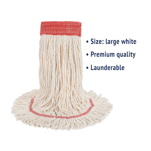 Boardwalk® Super Loop Wet Mop Head, Cotton-synthetic Fiber, 5" Headband, Large Size, White, 12-carton freeshipping - TVN Wholesale