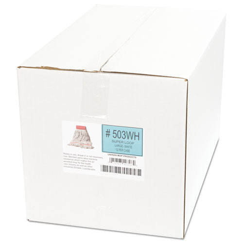 Boardwalk® Super Loop Wet Mop Head, Cotton-synthetic Fiber, 5" Headband, Large Size, White, 12-carton freeshipping - TVN Wholesale