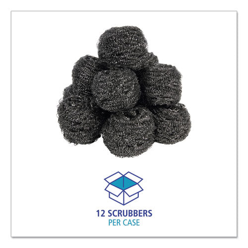 Boardwalk® Stainless Steel Scrubber, Large Size, 2.5 X 2.75, Steel Gray, 12-carton freeshipping - TVN Wholesale