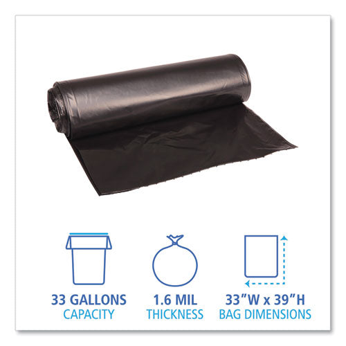 Boardwalk® Low Density Repro Can Liners, 33 Gal, 1.6 Mil, 33" X 39", Black, 10 Bags-roll, 10 Rolls-carton freeshipping - TVN Wholesale