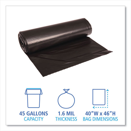 Boardwalk® Low Density Repro Can Liners, 45 Gal, 1.6 Mil, 40" X 46", Black, 10 Bags-roll, 10 Rolls-carton freeshipping - TVN Wholesale