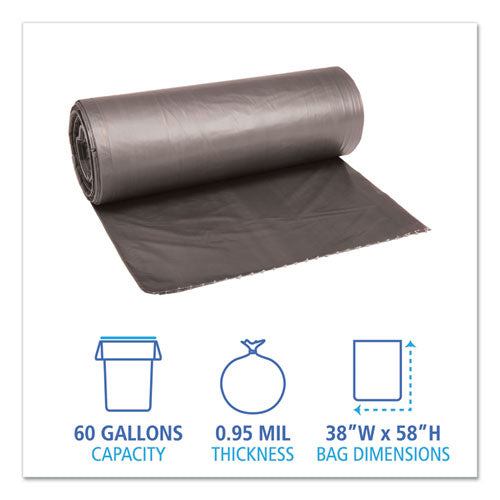 Boardwalk® Low-density Waste Can Liners, 60 Gal, 0.95 Mil, 38" X 58", Gray, 100-carton freeshipping - TVN Wholesale