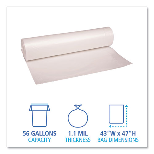 Boardwalk® Low Density Repro Can Liners, 56 Gal, 1.1 Mil, 43" X 47", Clear, 10 Bags-roll, 10 Rolls-carton freeshipping - TVN Wholesale