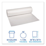 Boardwalk® Low Density Repro Can Liners, 60 Gal, 1.1 Mil, 38" X 58", Clear, 10 Bags-roll, 10 Rolls-carton freeshipping - TVN Wholesale