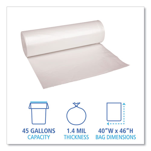 Boardwalk® Low Density Repro Can Liners, 45 Gal, 1.4 Mil, 40" X 46", Clear, 10 Bags-roll, 10 Rolls-carton freeshipping - TVN Wholesale