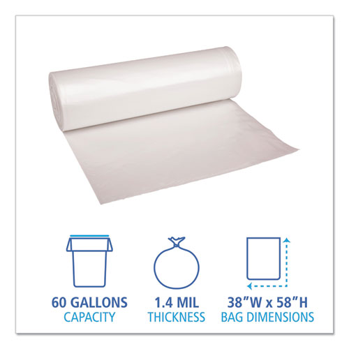 Boardwalk® Low Density Repro Can Liners, 60 Gal, 1.4 Mil, 38" X 58", Clear, 10 Bags-roll, 10 Rolls-carton freeshipping - TVN Wholesale