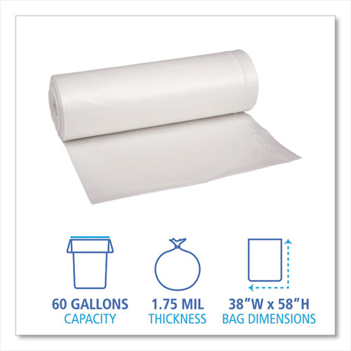 Boardwalk® Low Density Repro Can Liners, 60 Gal, 1.75 Mil, 38" X 58", Clear, 10 Bags-roll, 10 Rolls-carton freeshipping - TVN Wholesale