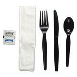 Boardwalk® Six-piece Cutlery Kit, Condiment-fork-knife-napkin-teaspoon, Black, 250-carton freeshipping - TVN Wholesale