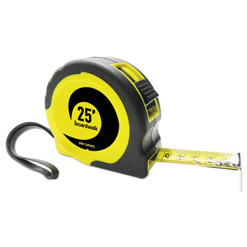 Boardwalk® Easy Grip Tape Measure, 25 Ft, Plastic Case, Black And Yellow, 1-16" Graduations freeshipping - TVN Wholesale