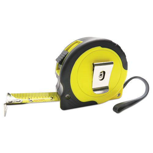 Boardwalk® Easy Grip Tape Measure, 25 Ft, Plastic Case, Black And Yellow, 1-16" Graduations freeshipping - TVN Wholesale