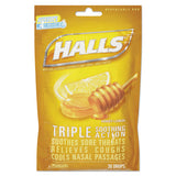 HALLS Triple Action Cough Drops, Honey-lemon, 30-bag, 12 Bags-box freeshipping - TVN Wholesale