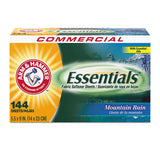 Arm & Hammer™ Essentials Dryer Sheets, Mountain Rain, 144 Sheets-box, 6 Boxes-carton freeshipping - TVN Wholesale